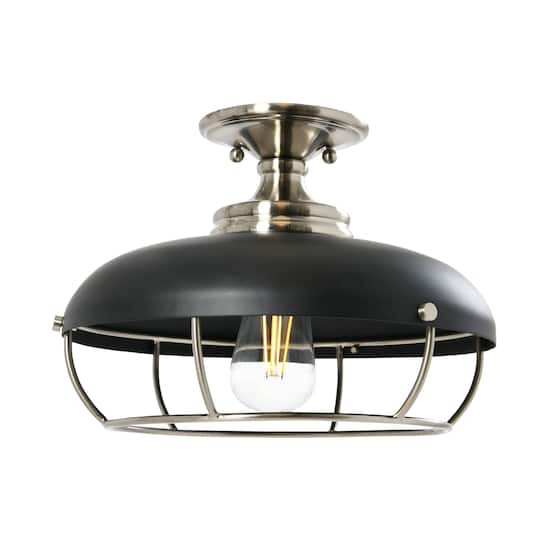 Hello Honey® 13" Wide Caged Dome Metal Semi-Flush Mount Ceiling Light